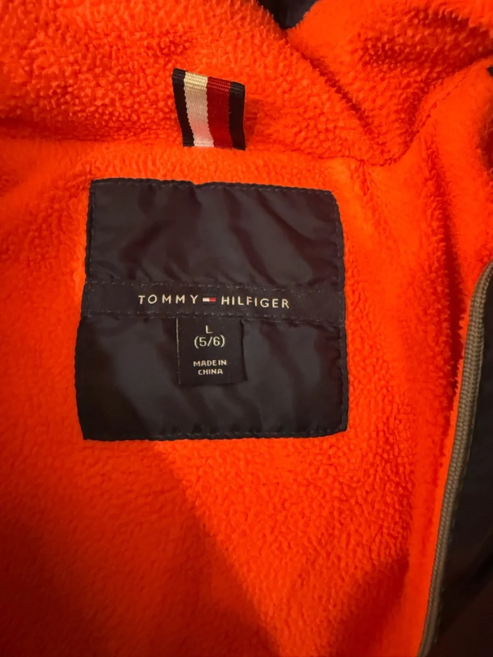 Tommy Hilfiger Boys Navy Puffer Jacket with detachable zippered hood